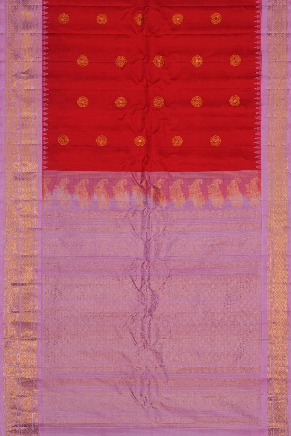 Image of Red Gadwal Silk Saree