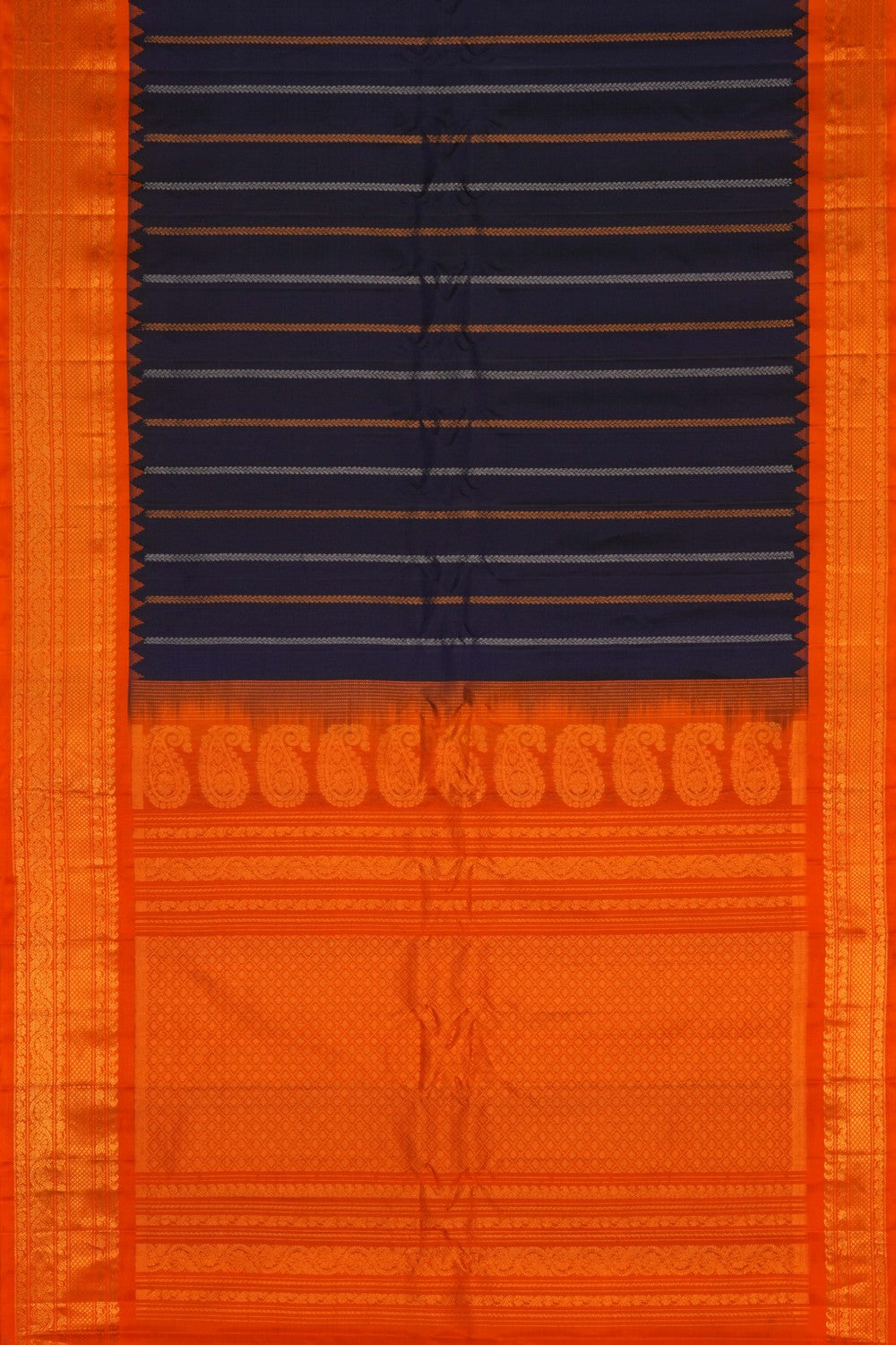 Image of Navy Blue Gadwal Silk Saree