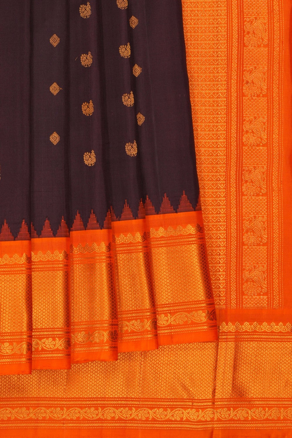 Image of Gorgeous Brown Gadwal Silk Saree