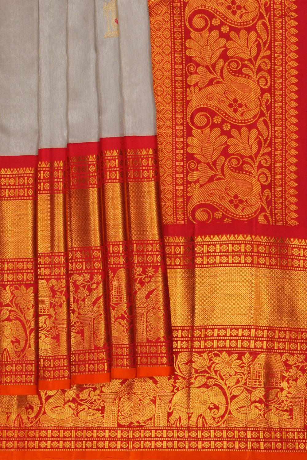 Image of Gorgeous Grey Gadwal Silk Saree
