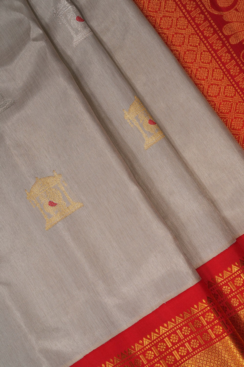 Image of Gorgeous Grey Gadwal Silk Saree