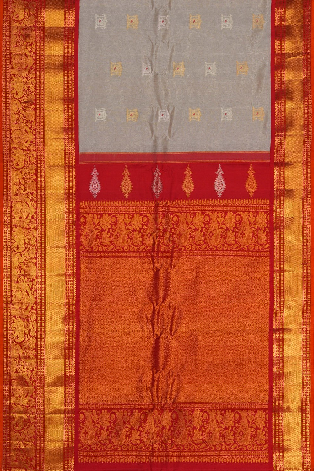 Image of Gorgeous Grey Gadwal Silk Saree