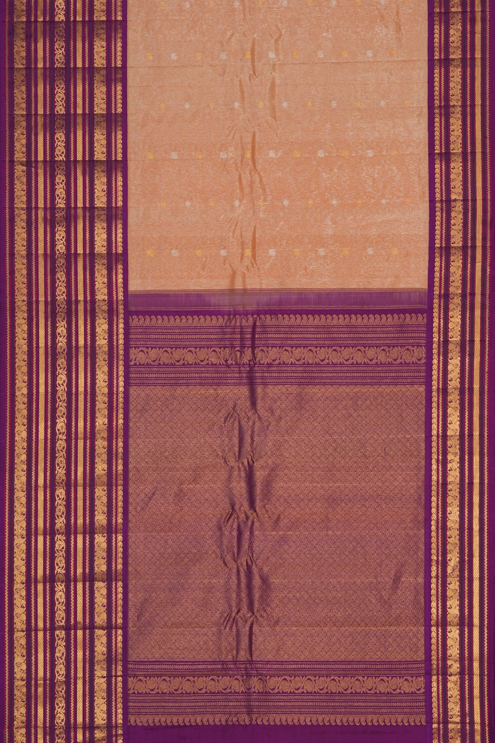 Image of Gorgeous Peach Gadwal Silk Saree