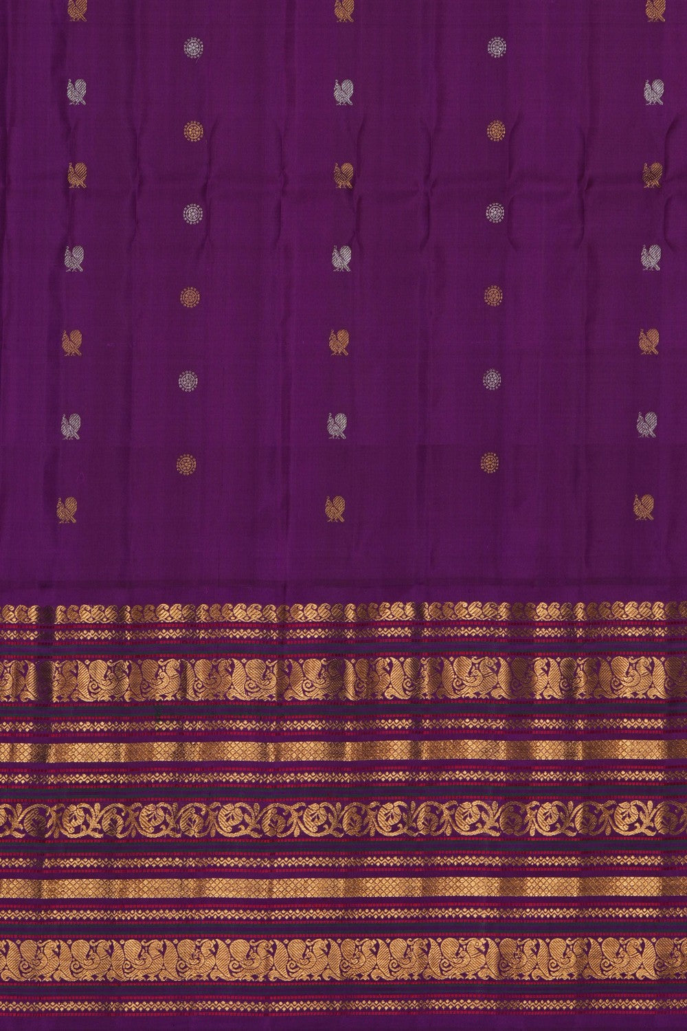 Image of Gorgeous Peach Gadwal Silk Saree