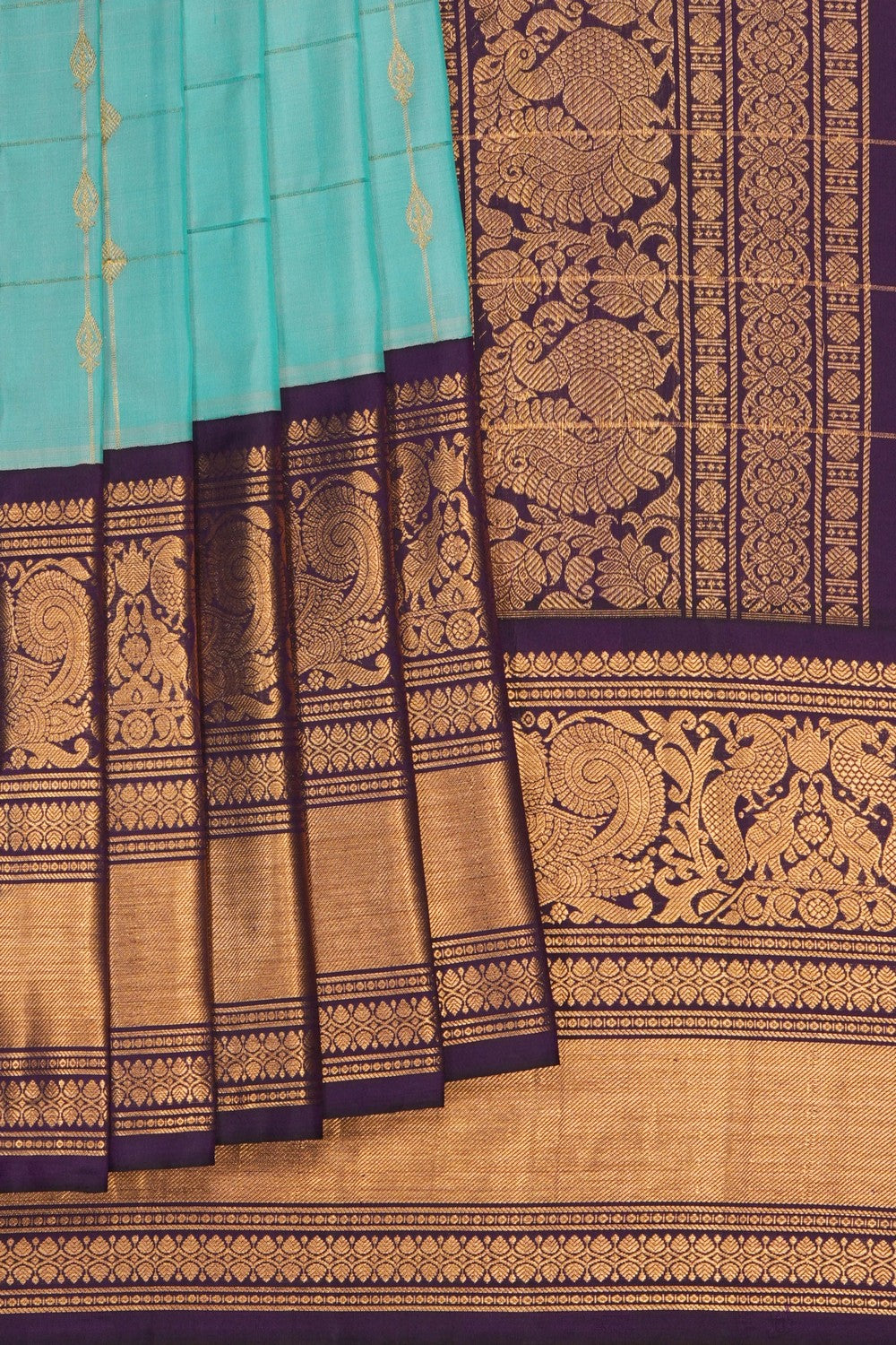 Image of Sea Green Gadwal Silk Saree