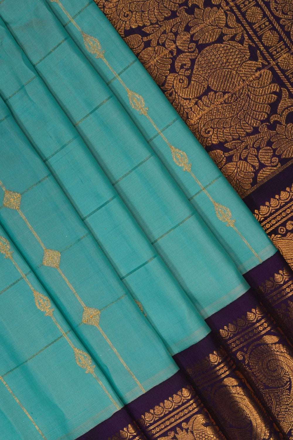 Image of Sea Green Gadwal Silk Saree