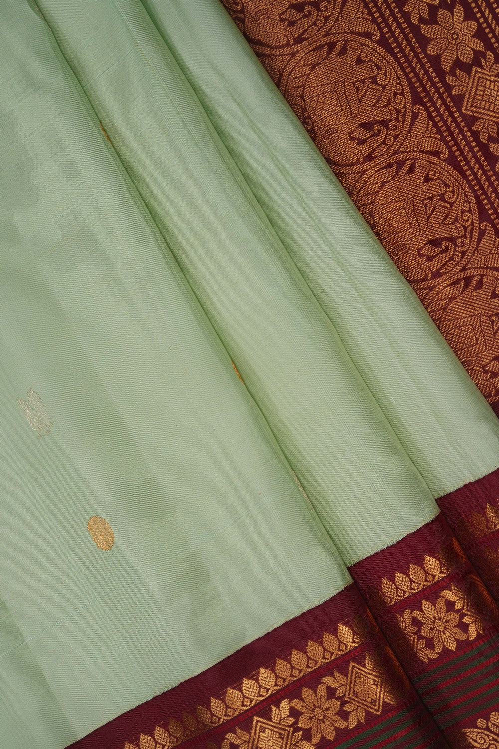 Image of Gorgeous Mint Green Gadwal Silk Saree