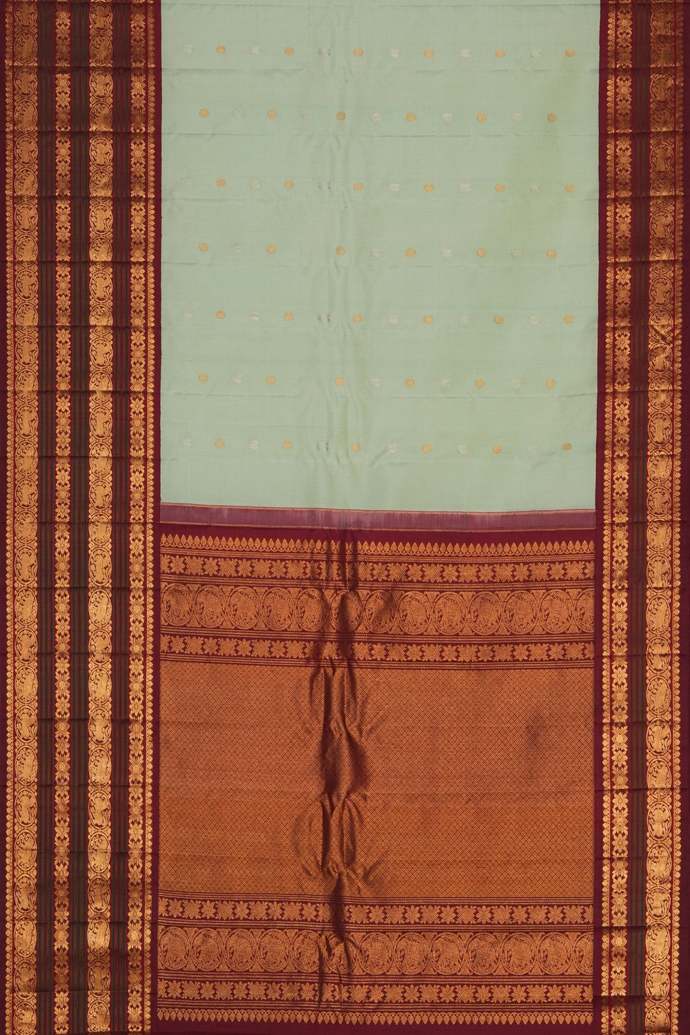 Image of Gorgeous Mint Green Gadwal Silk Saree
