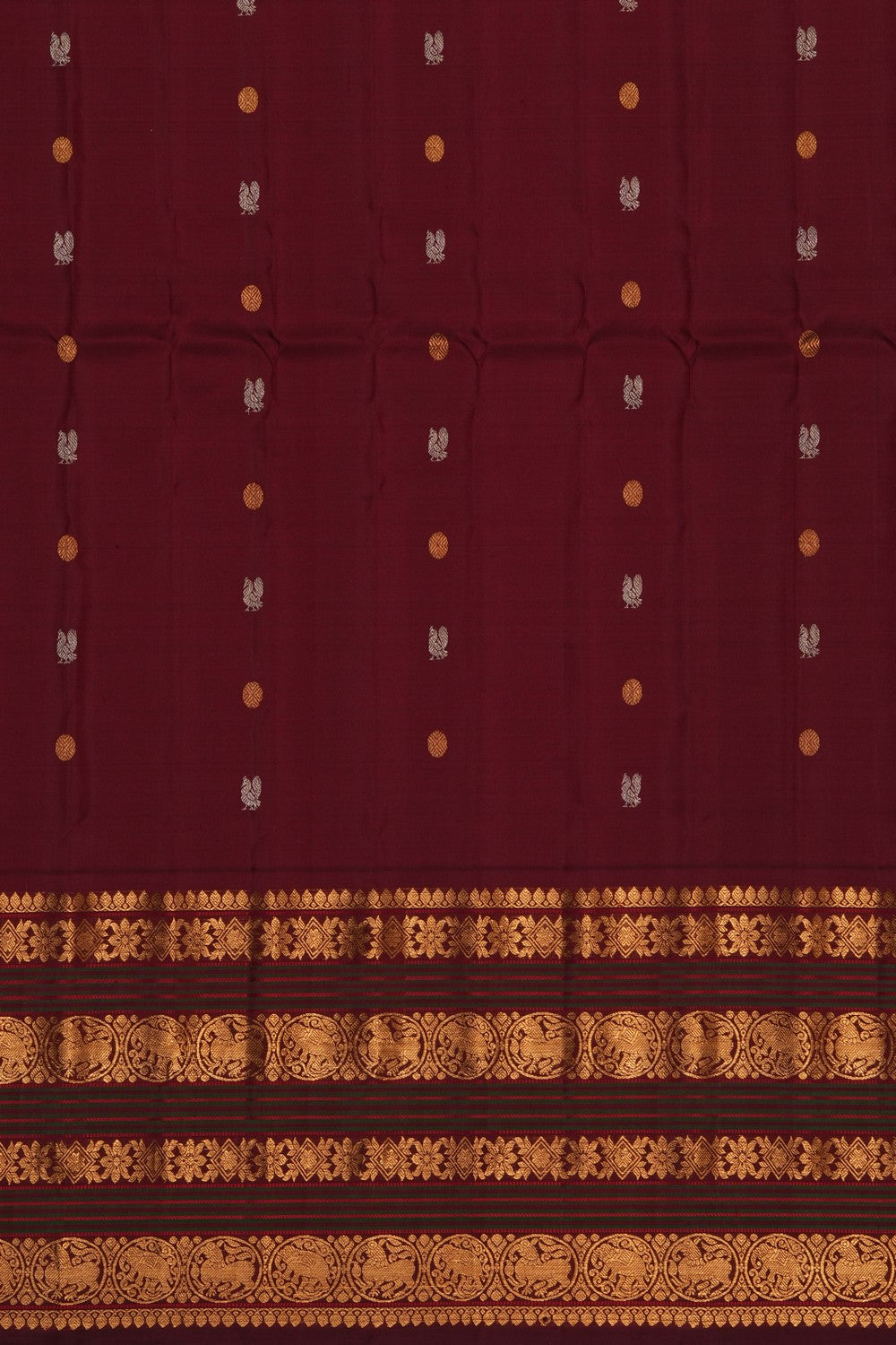 Image of Gorgeous Mint Green Gadwal Silk Saree