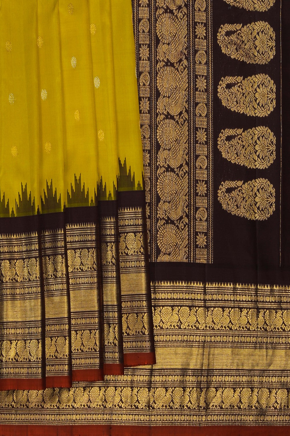 Image of Gadwal Silk Spring Green Saree