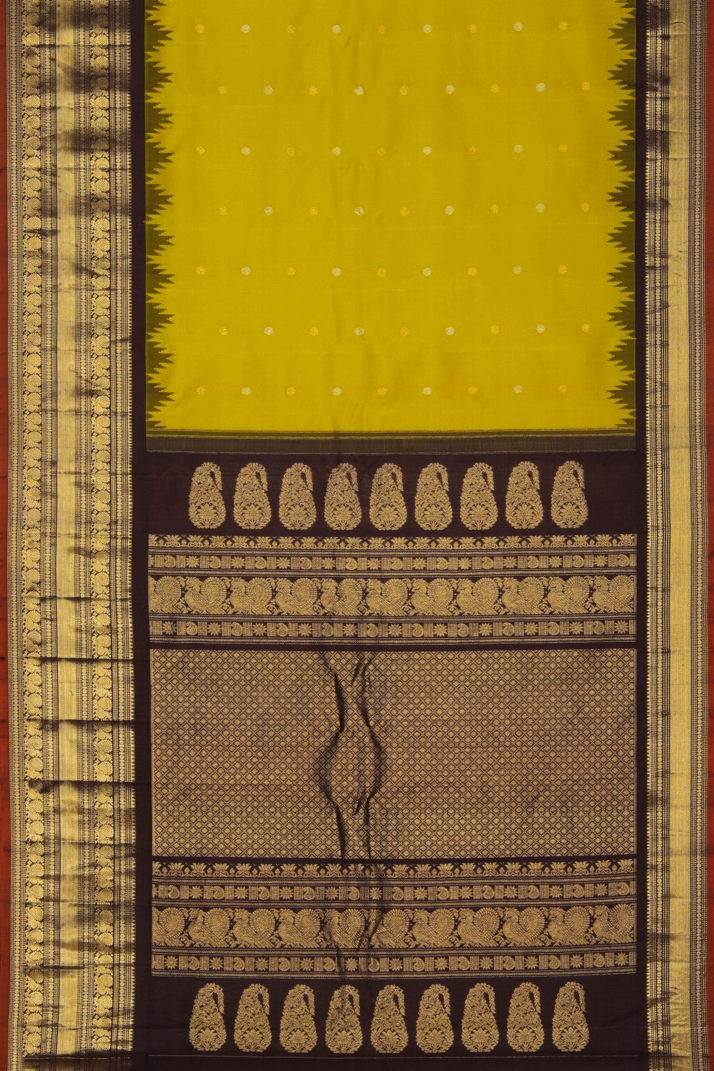 Image of Gadwal Silk Spring Green Saree