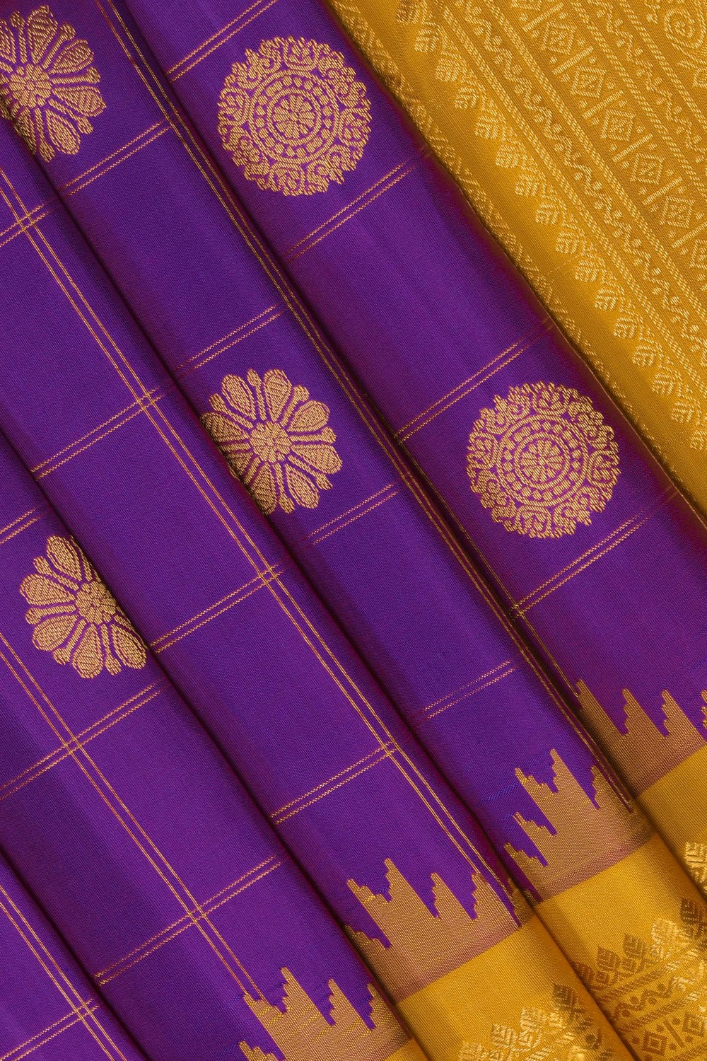 Image of Gadwal Silk Purple Saree