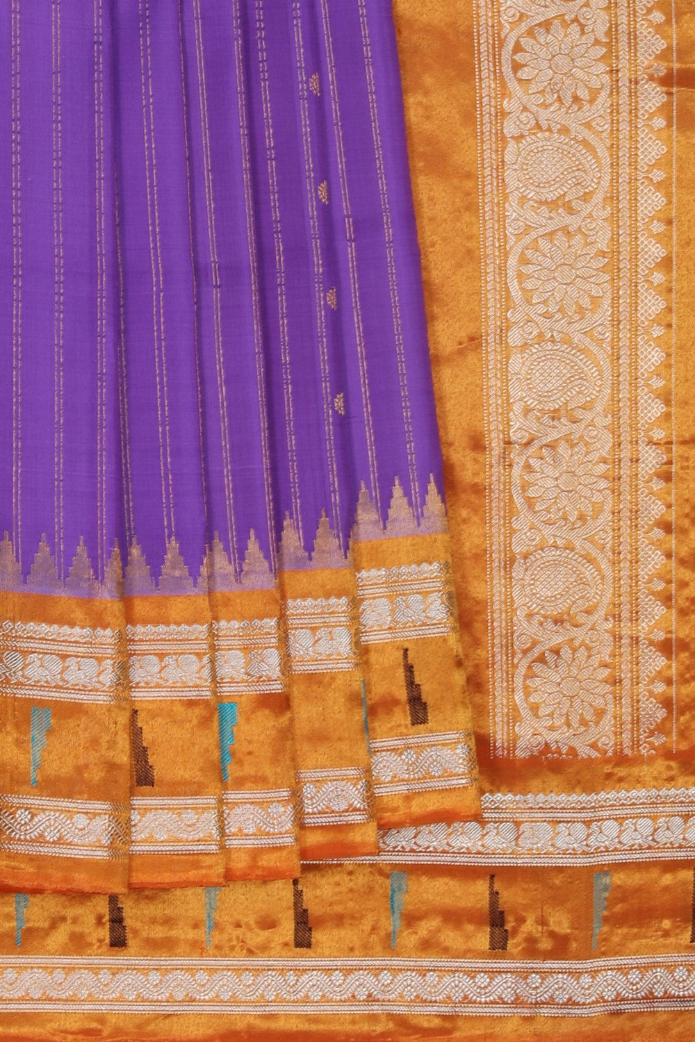 Image of Gadwal Silk Purple Saree
