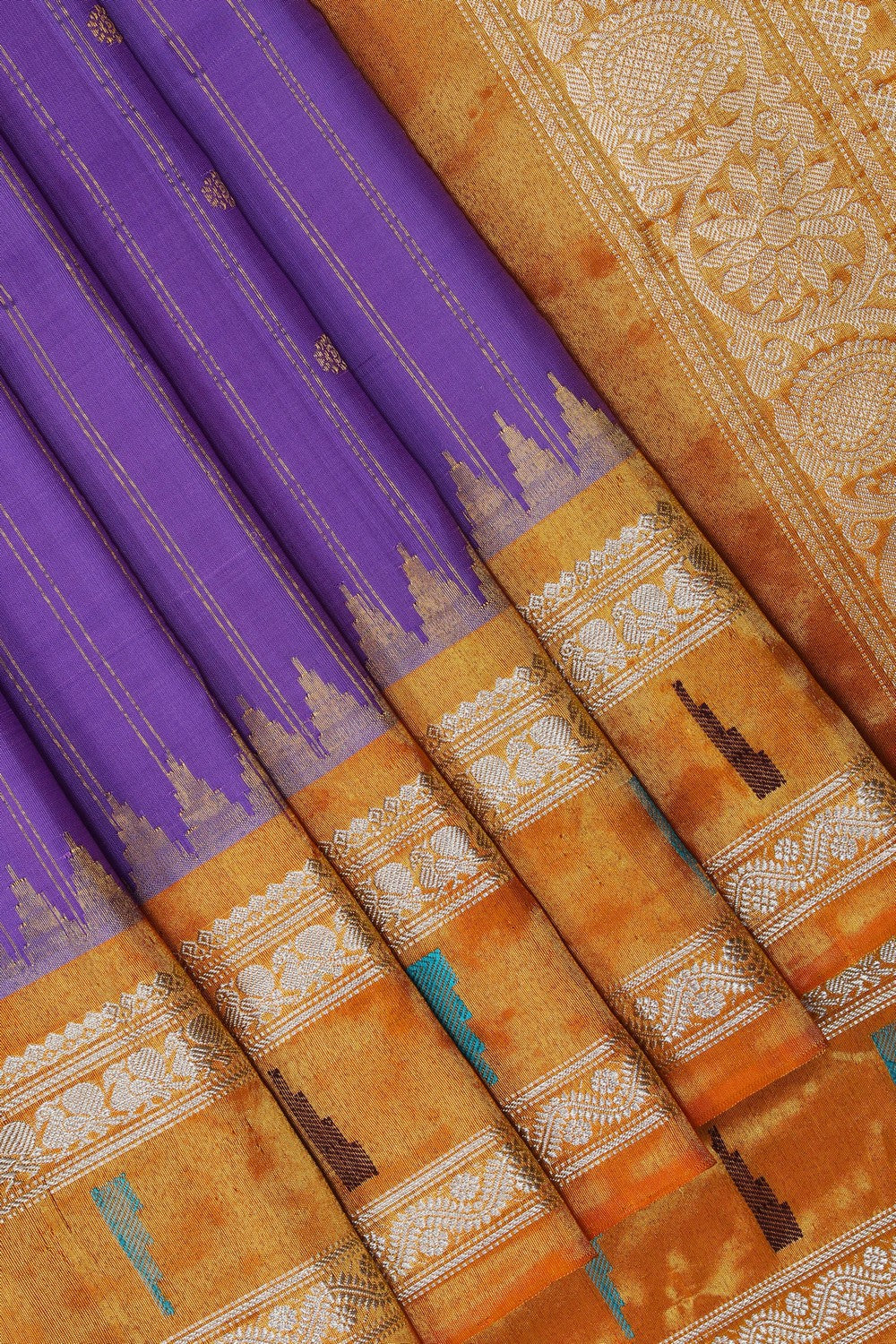 Image of Gadwal Silk Purple Saree