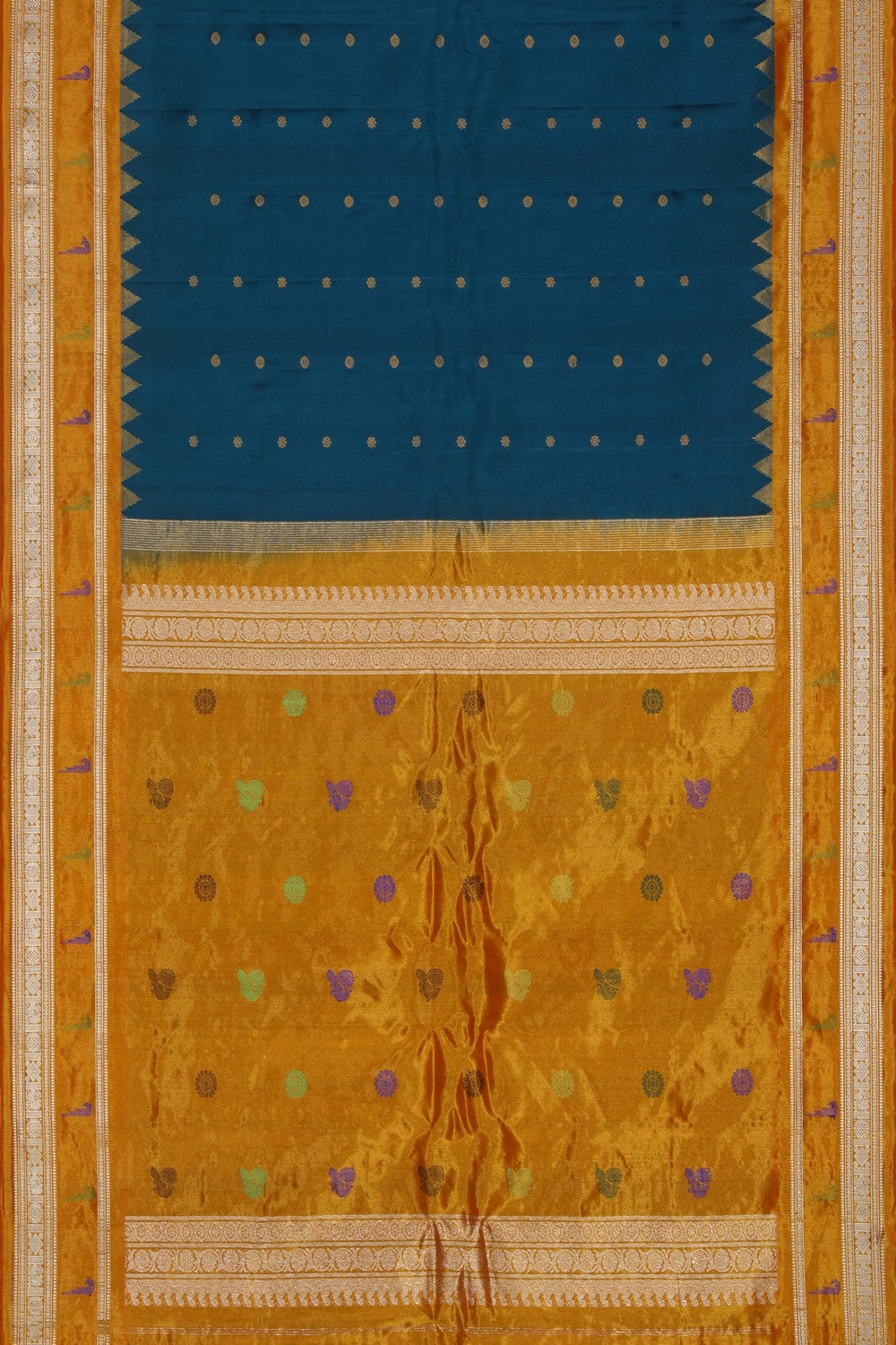 Image of Gadwal Silk Teal Blue Saree