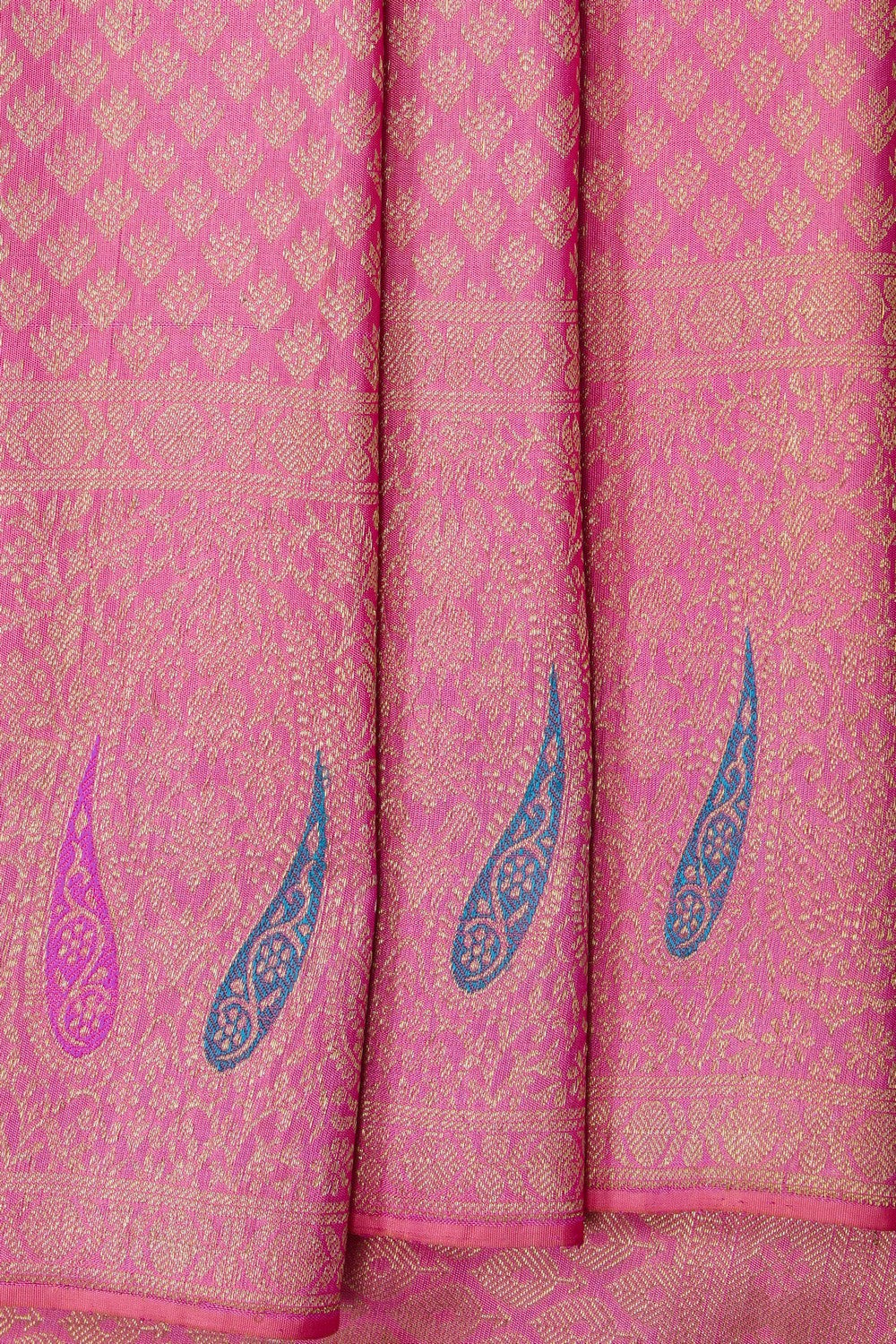 Image of Gadwal Silk Pink Saree