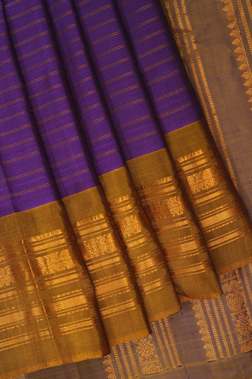Image of Gadwal Cotton Purple Saree