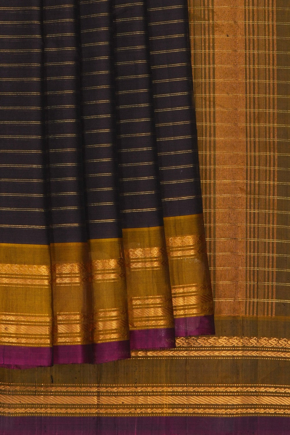 Image of Gadwal Cotton Brown Saree
