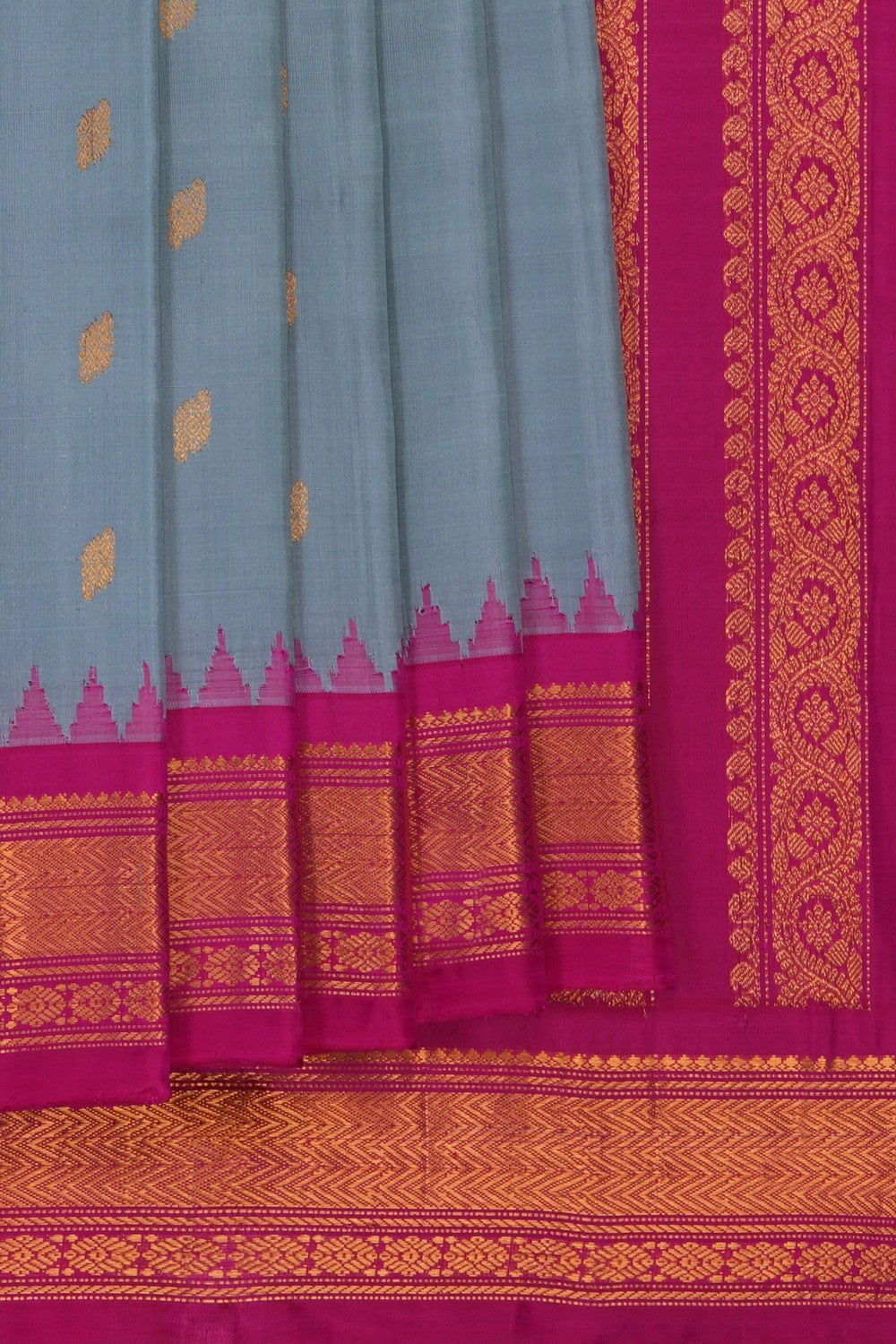 Image of Gadwal Silk Grey Saree