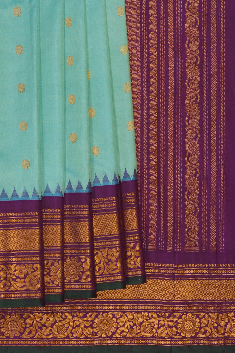 Image of Gadwal Silk Sea Green Saree