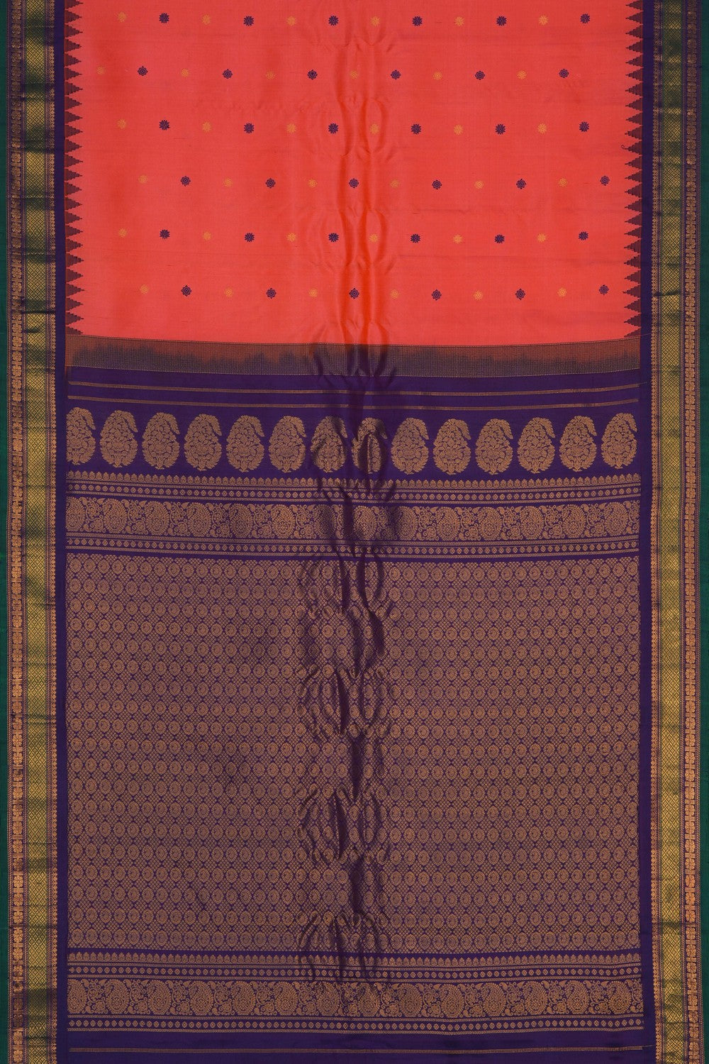 Image of Gadwal Silk Peach Saree
