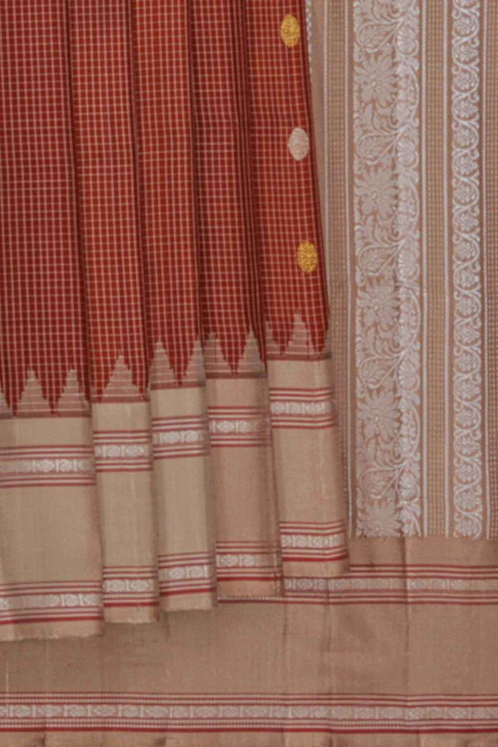 Image of Gadwal Silk Brown Saree