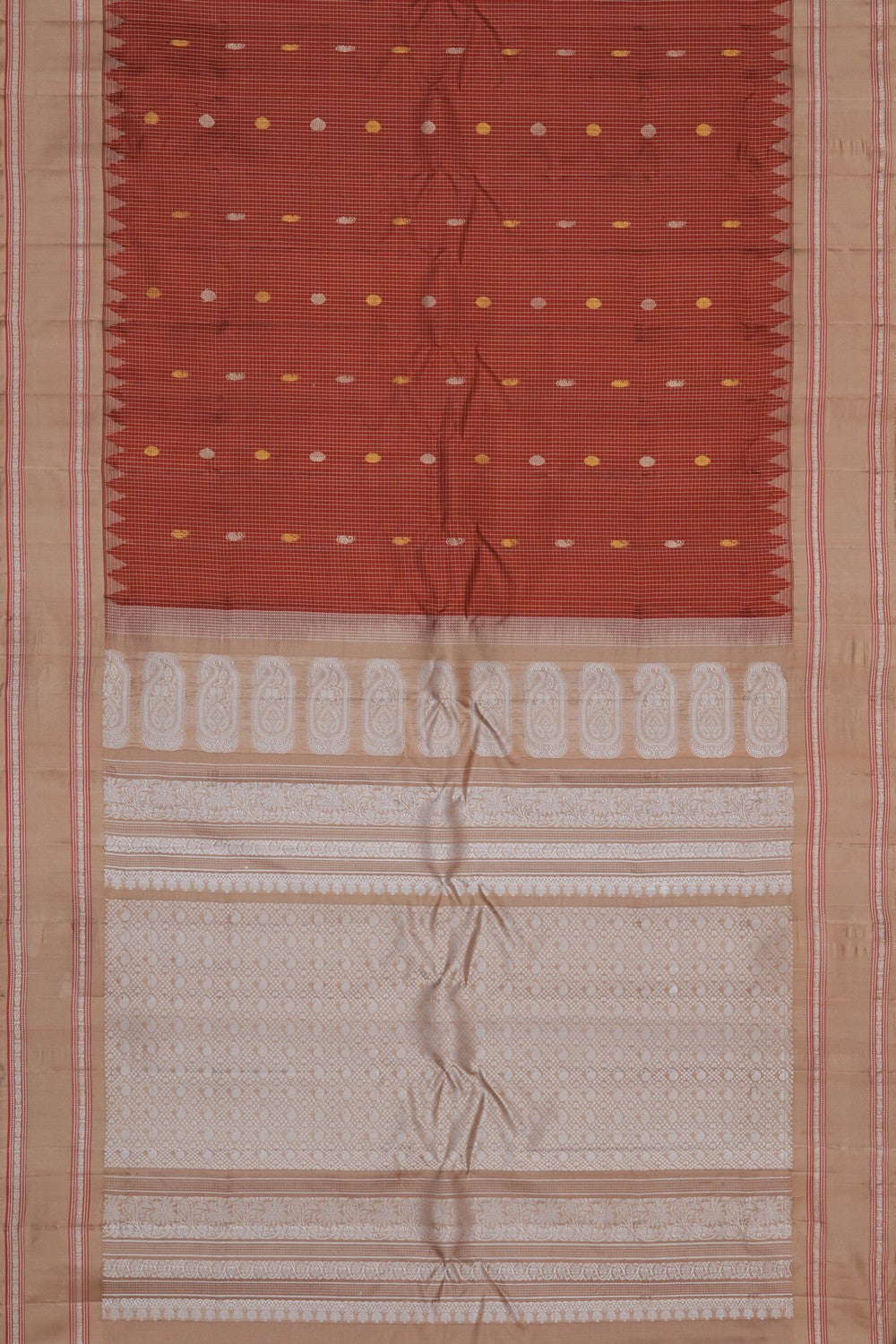 Image of Gadwal Silk Brown Saree