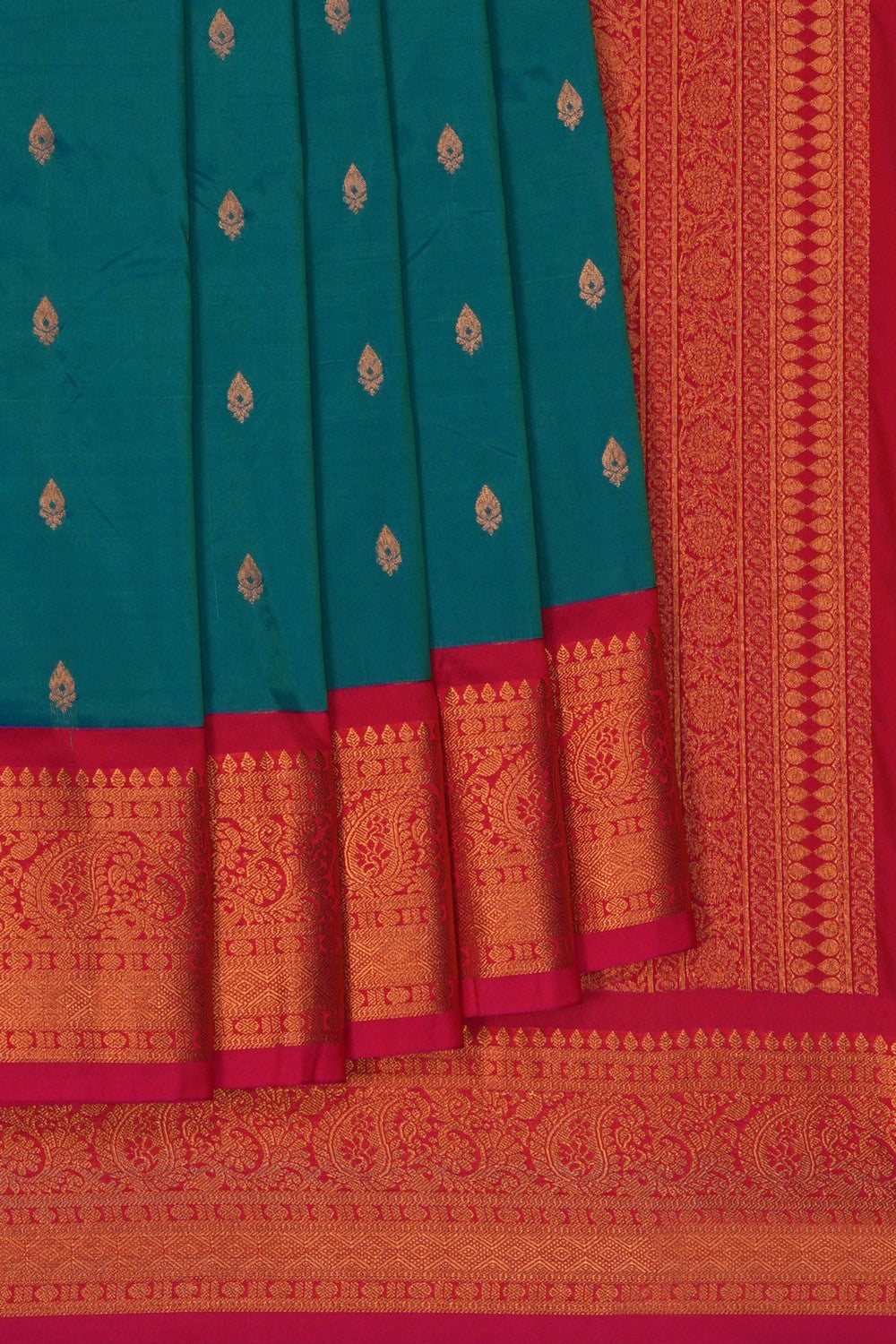 Image of Teal- Blue South Silk Saree
