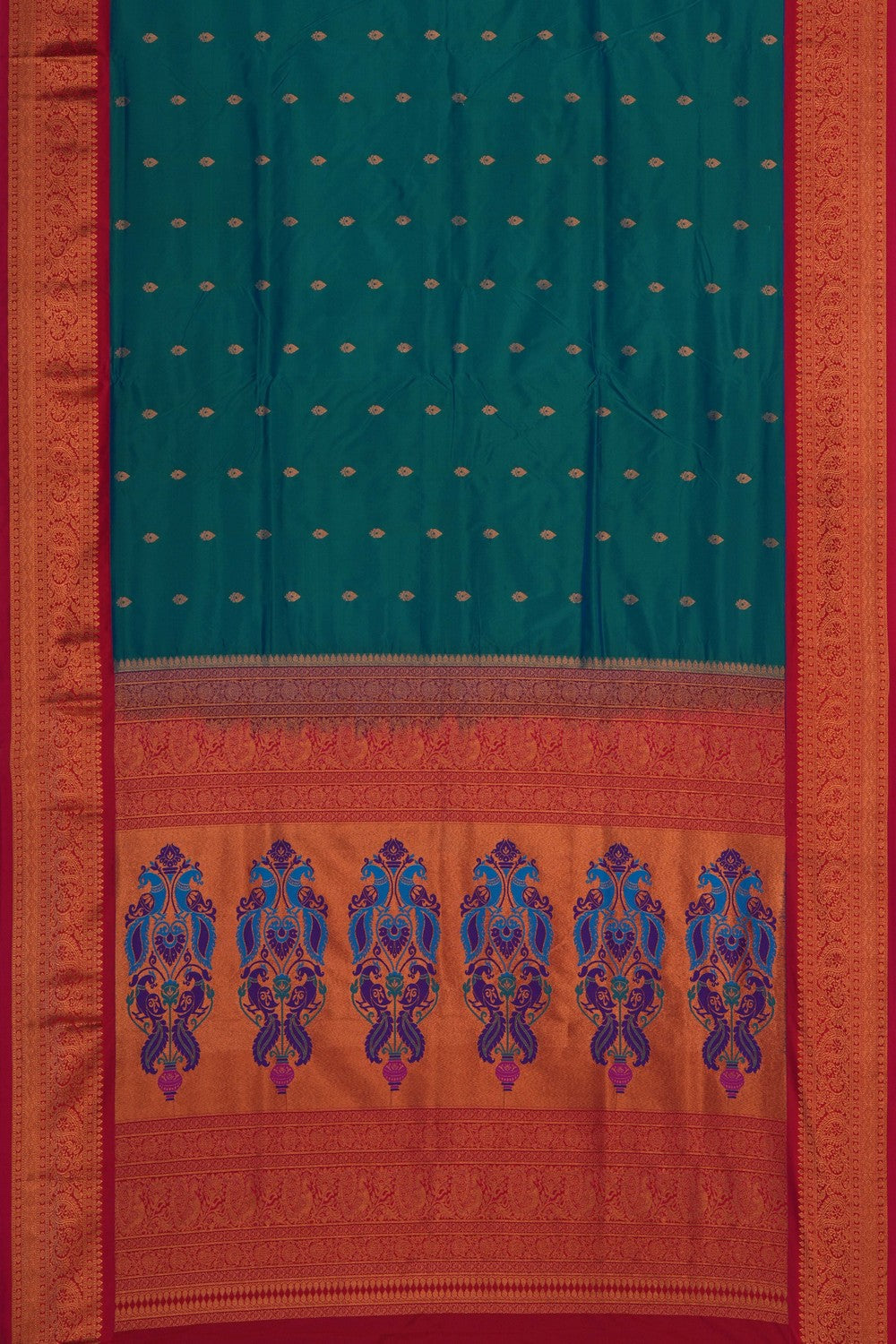 Image of Teal- Blue South Silk Saree