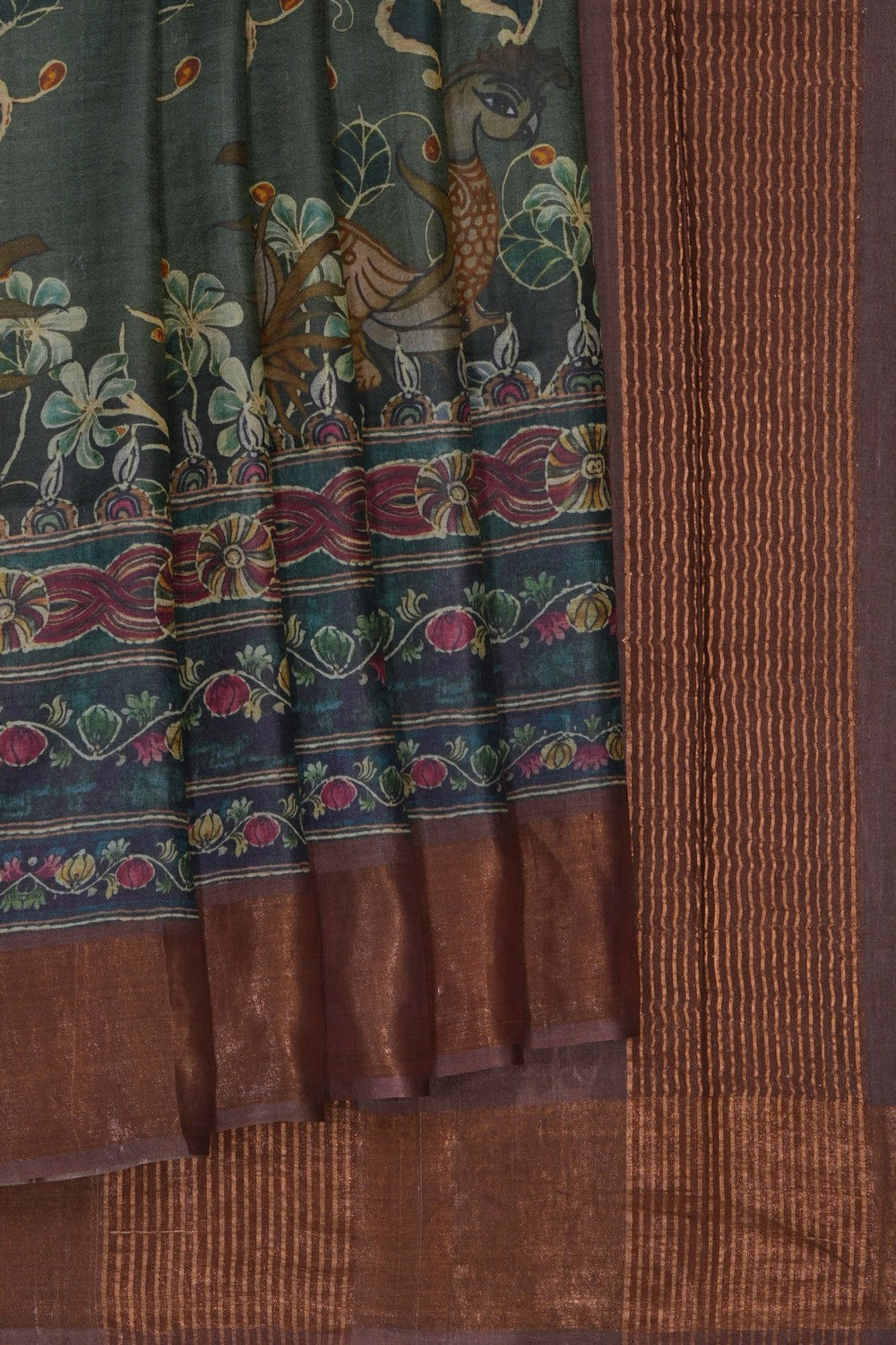 Image of A Beautiful Desi Tussar Printed Saree