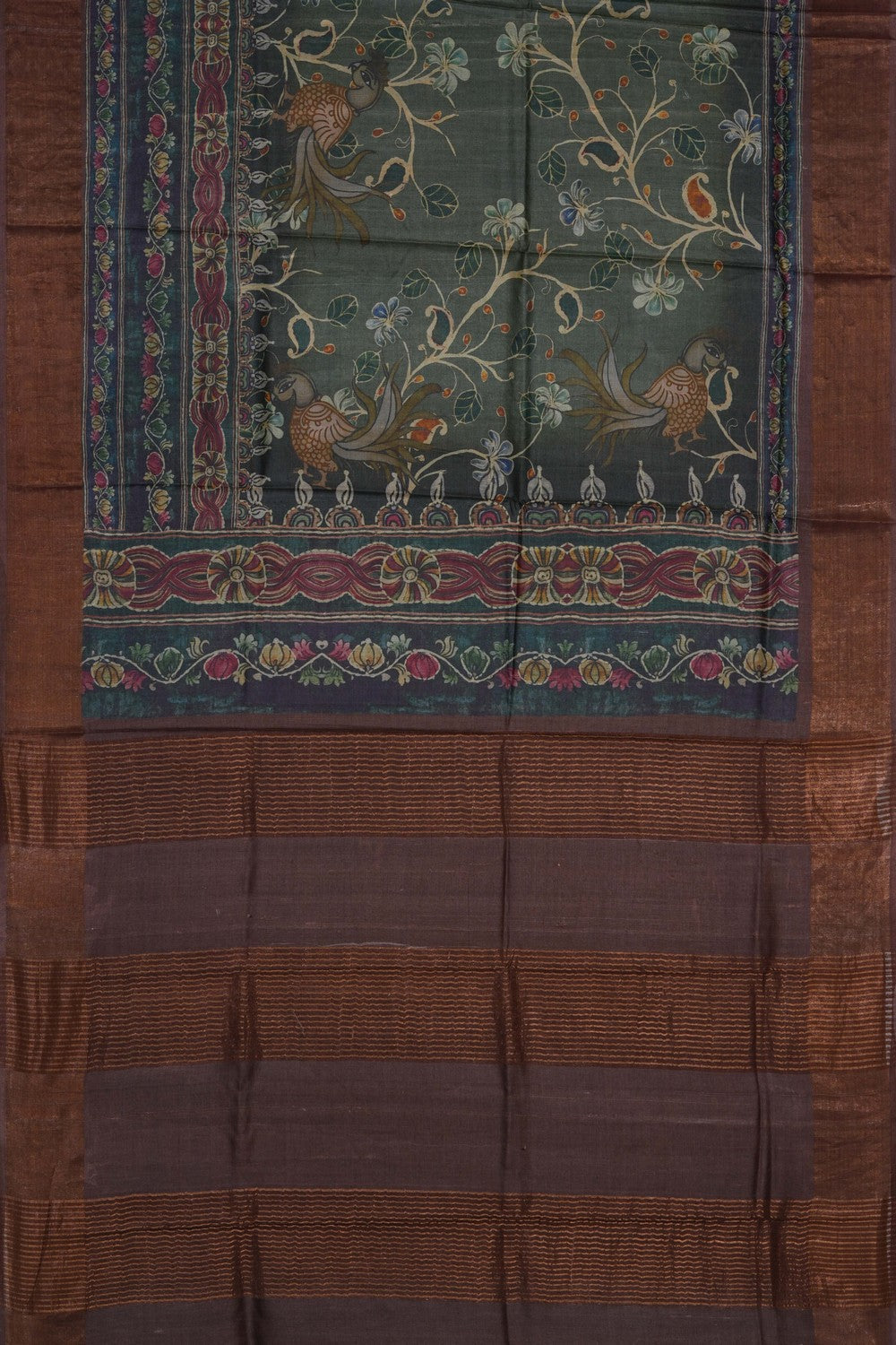 Image of A Beautiful Desi Tussar Printed Saree