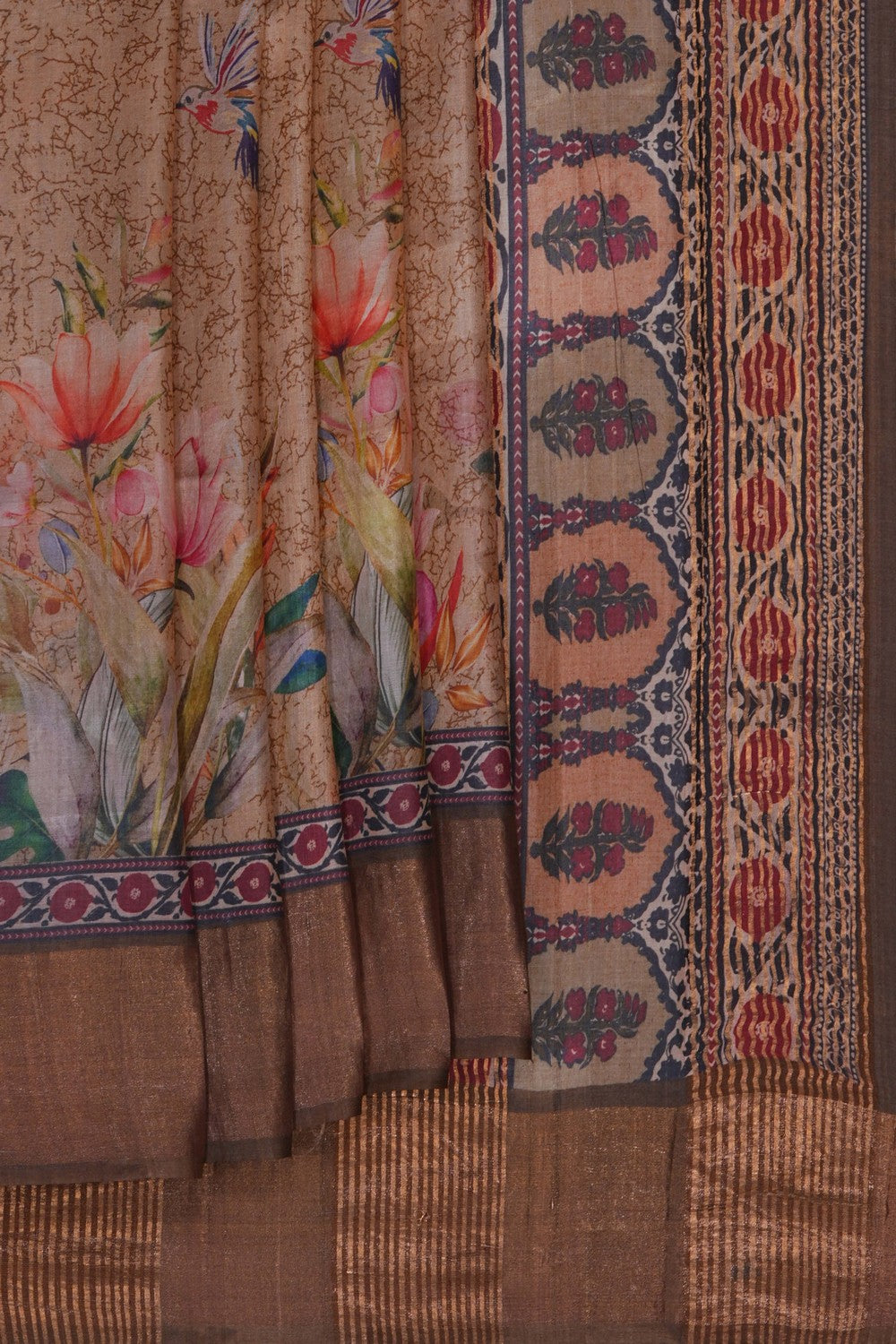 Image of A Beautiful Desi Tussar Printed Saree