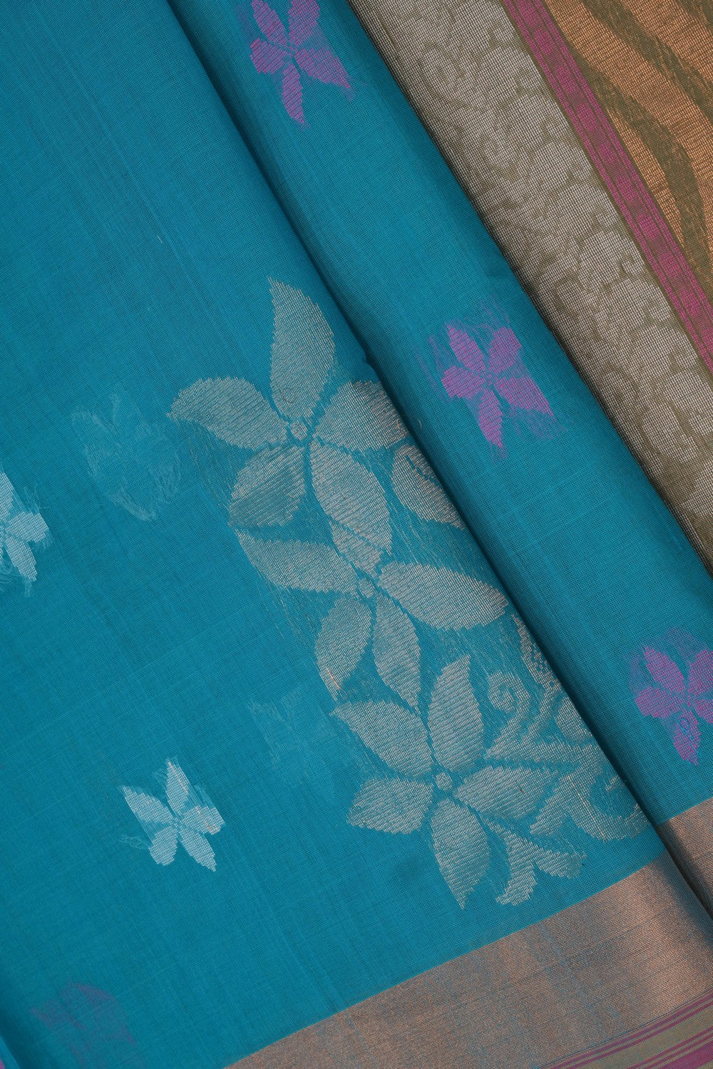 Image of Teal Blue South Cotton Saree