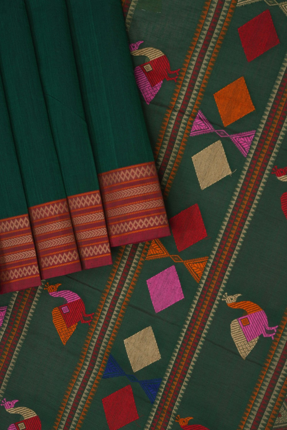Image of Green South Cotton Saree