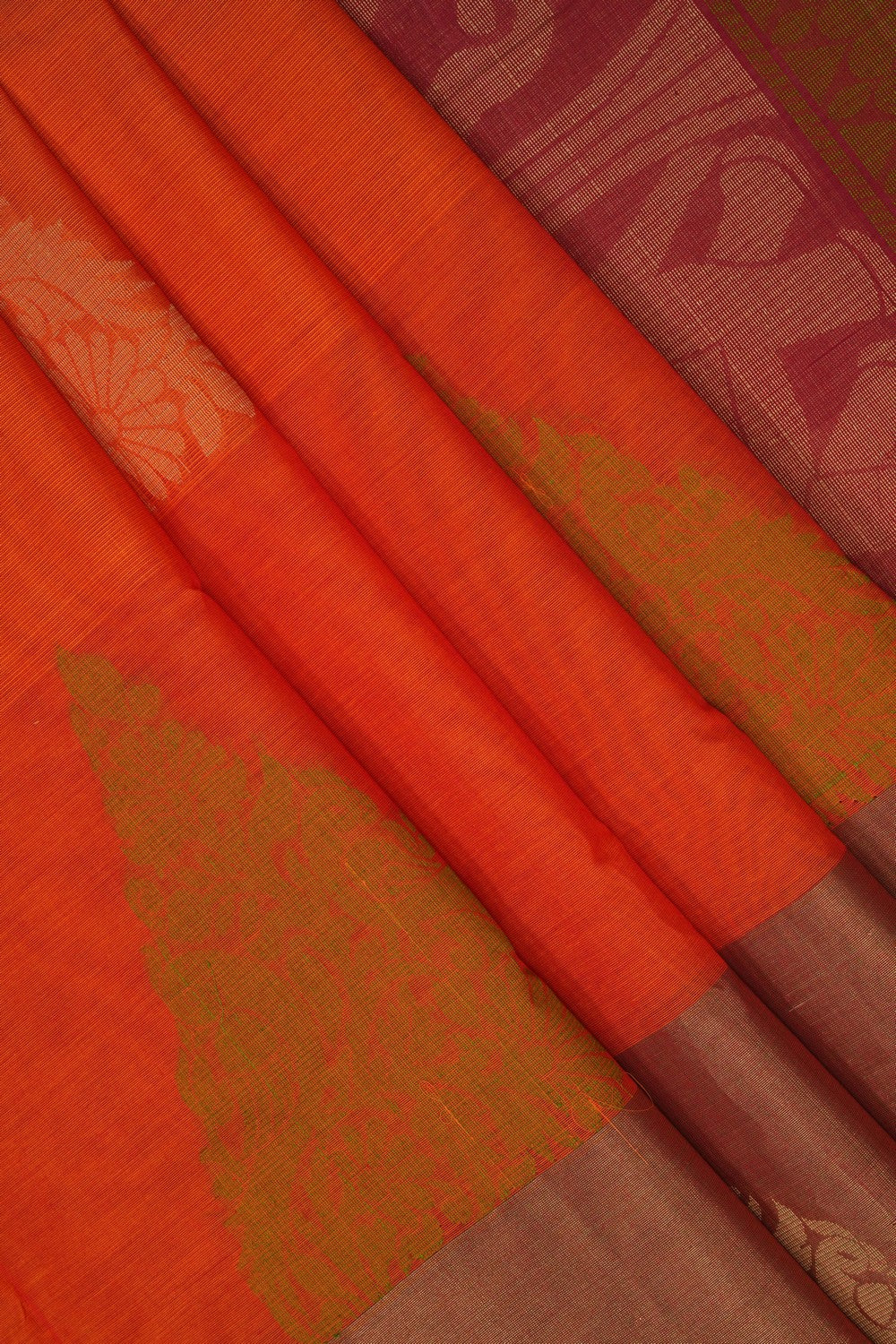 Image of Orange South Cotton Saree