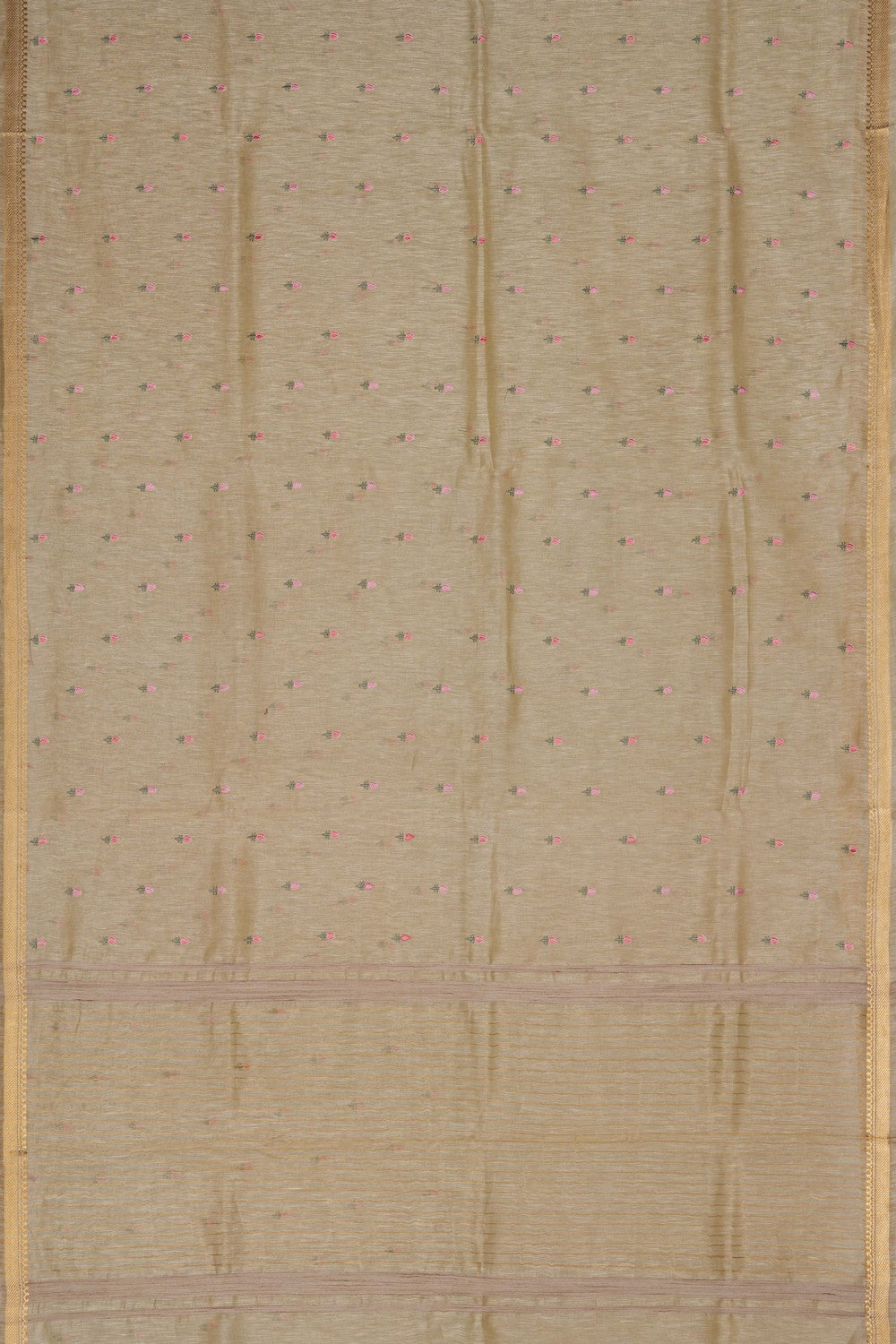 Image of Beige Linen Embroidery Saree