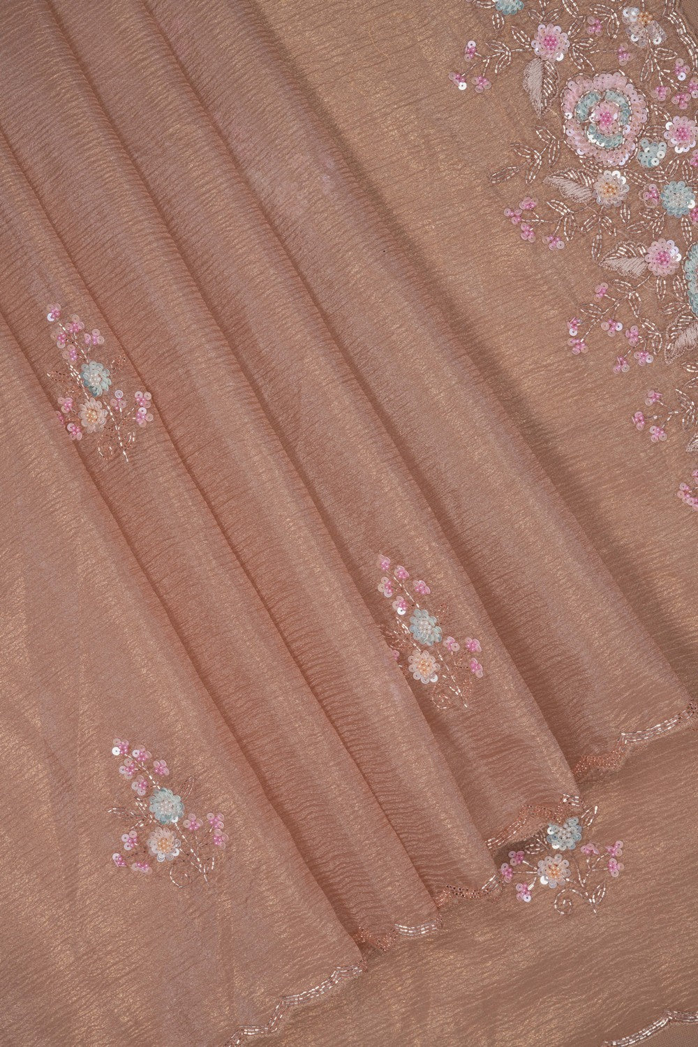 Image of A Dull Gold Tissue Embroidered Saree