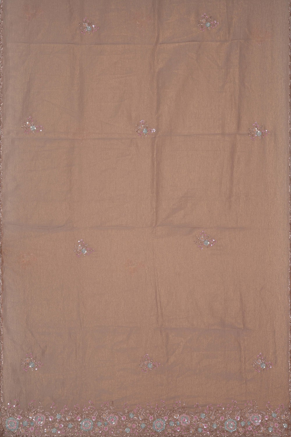 Image of A Dull Gold Tissue Embroidered Saree