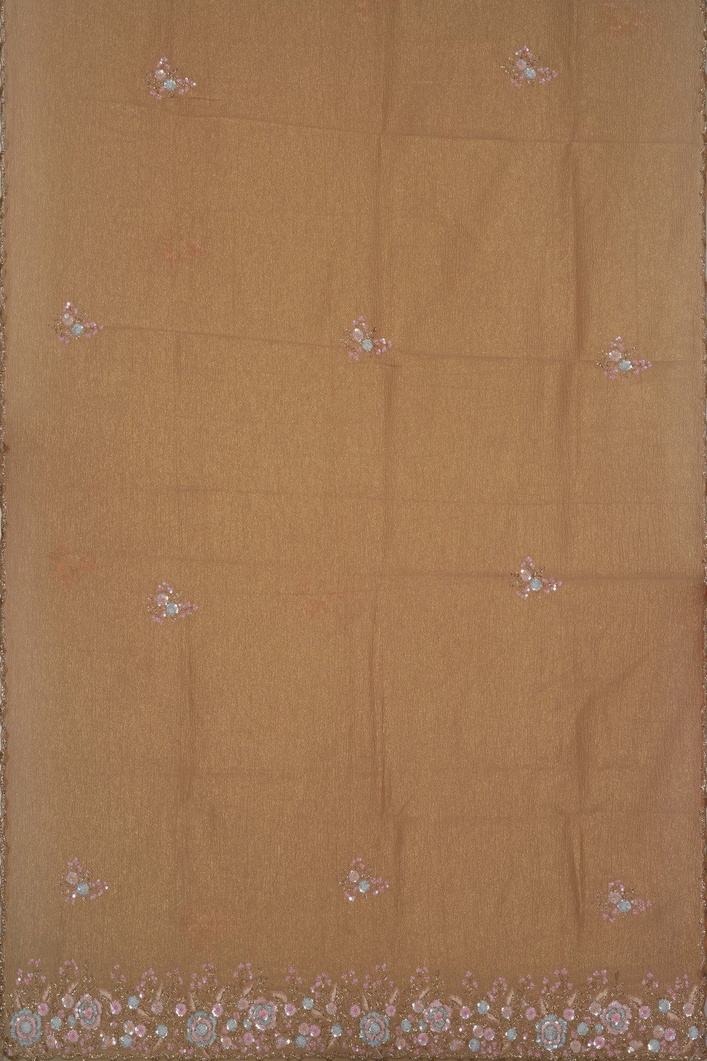 Image of A Dull Gold Tissue Embroidered Saree