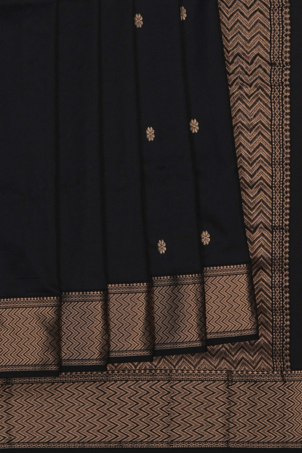 Image of Black Maheshwari Silk Saree