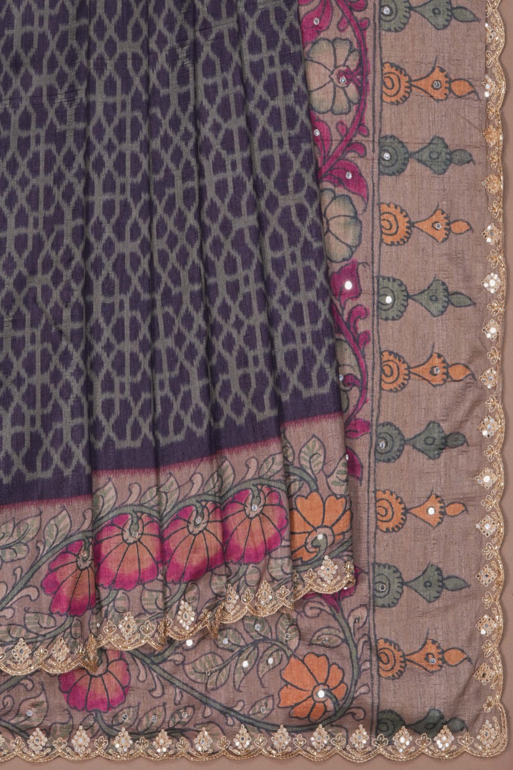 Image of Patola Kalamkari Fusion Saree