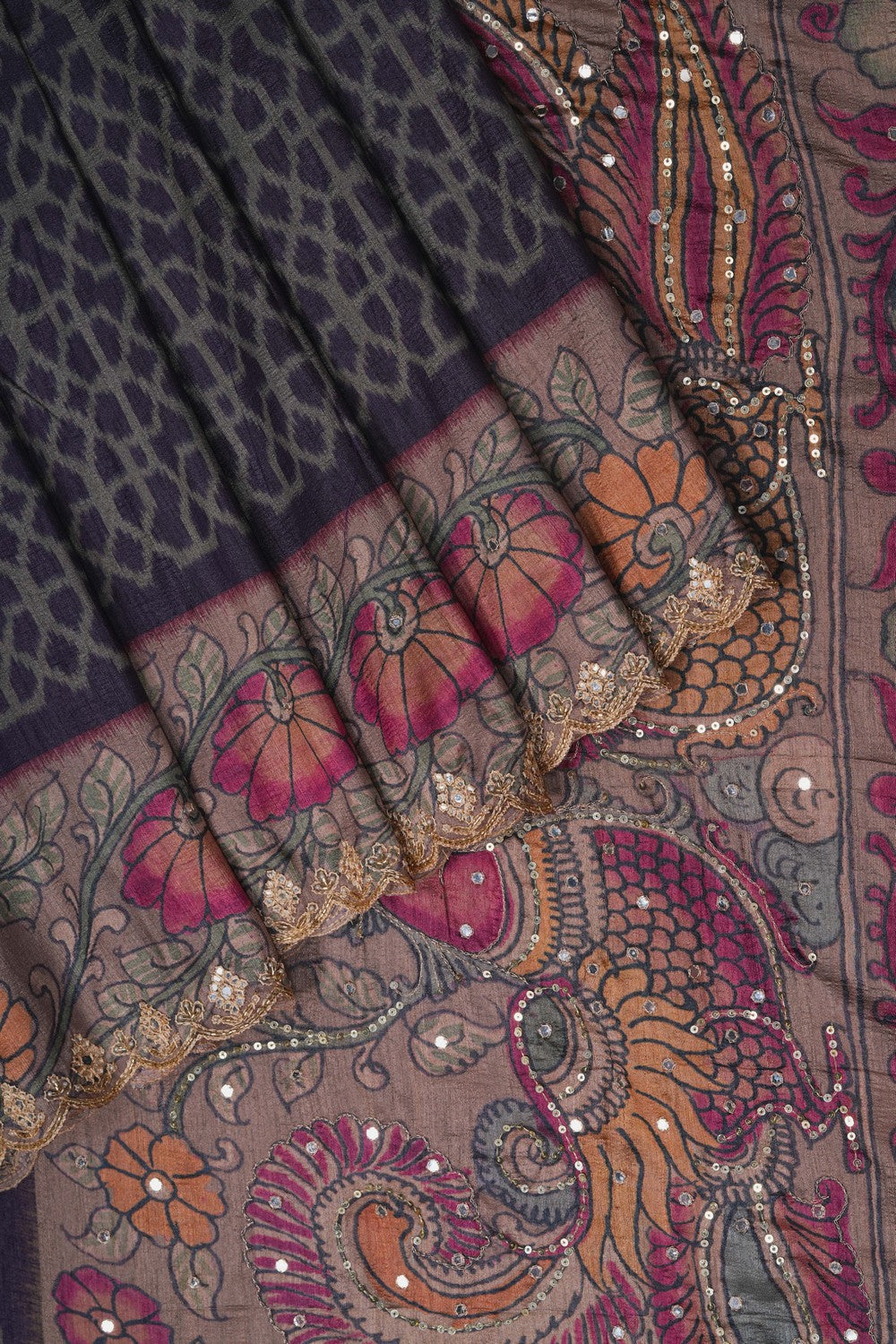 Image of Patola Kalamkari Fusion Saree