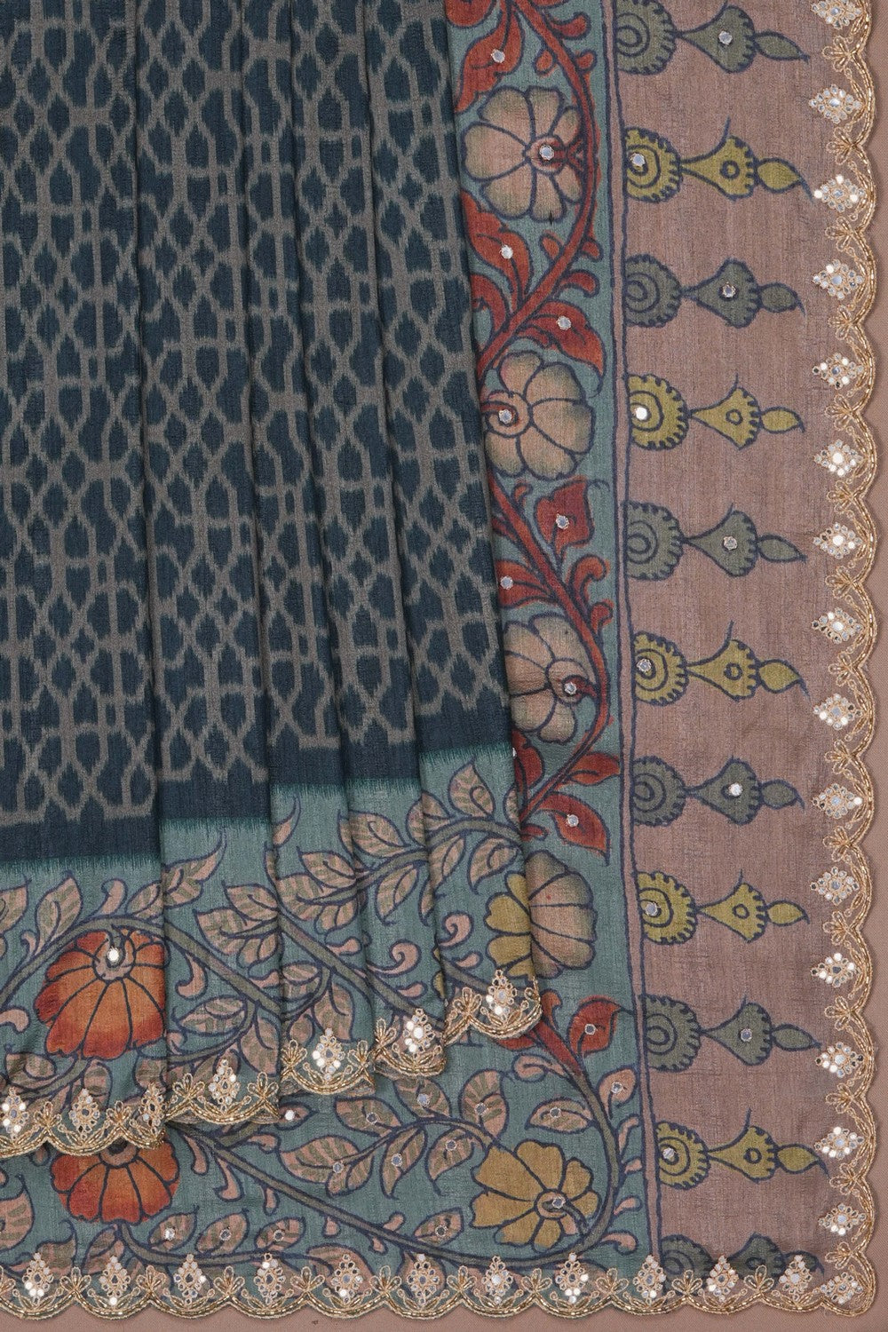 Image of Patola Kalamkari Fusion Saree