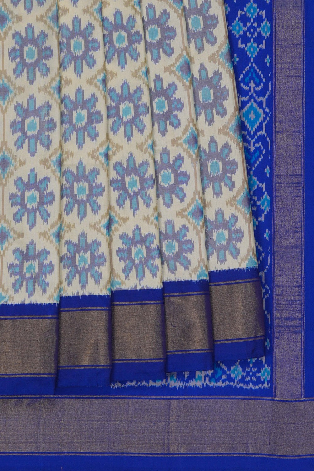 Image of Off-White Pochampally Silk Saree