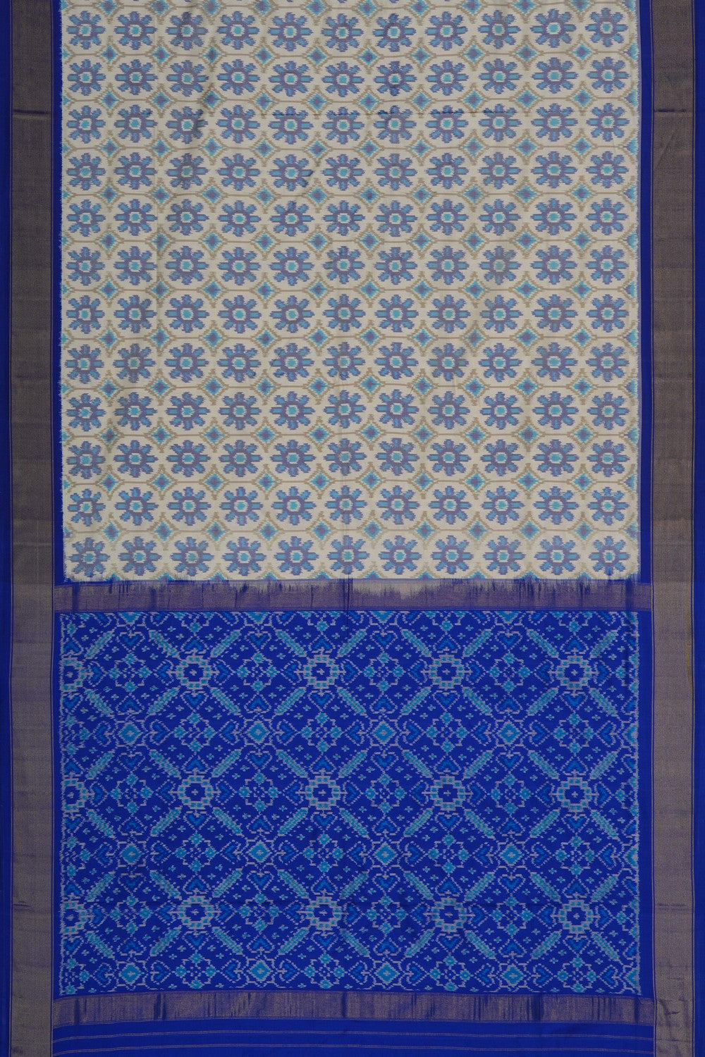 Image of Off-White Pochampally Silk Saree