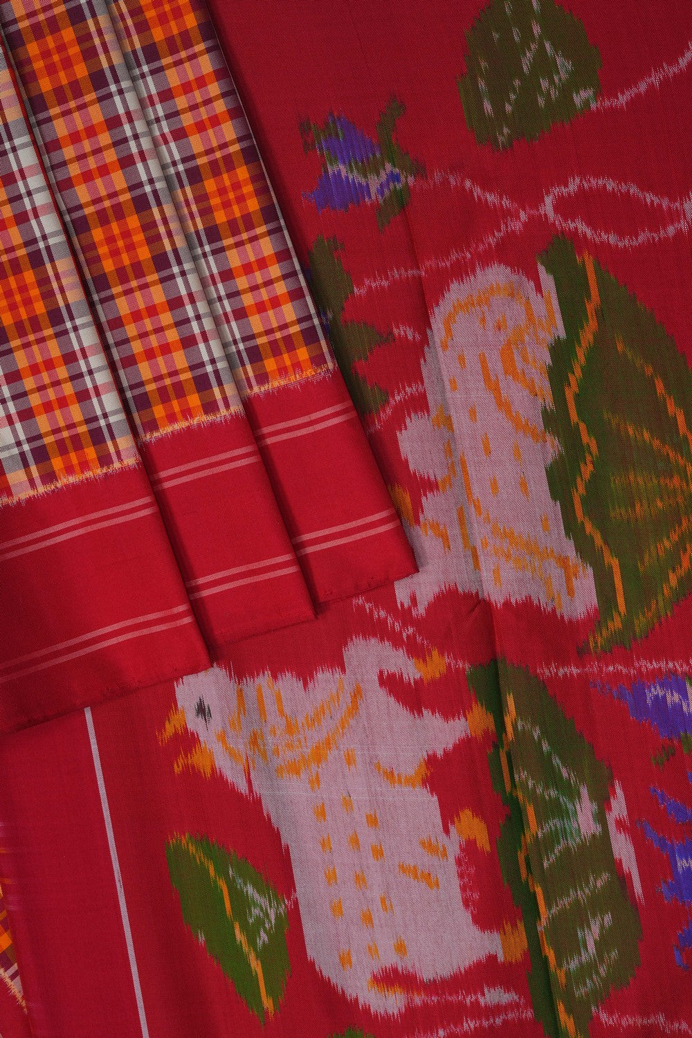 Image of A Check Pattern Pochampally Silk Saree