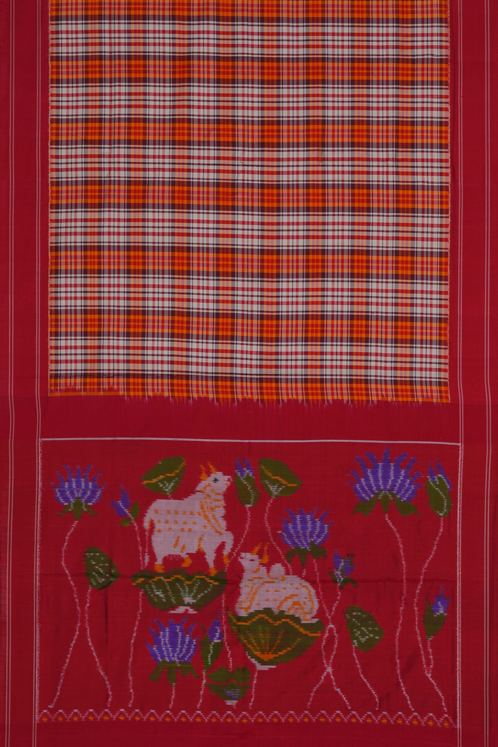 Image of A Check Pattern Pochampally Silk Saree