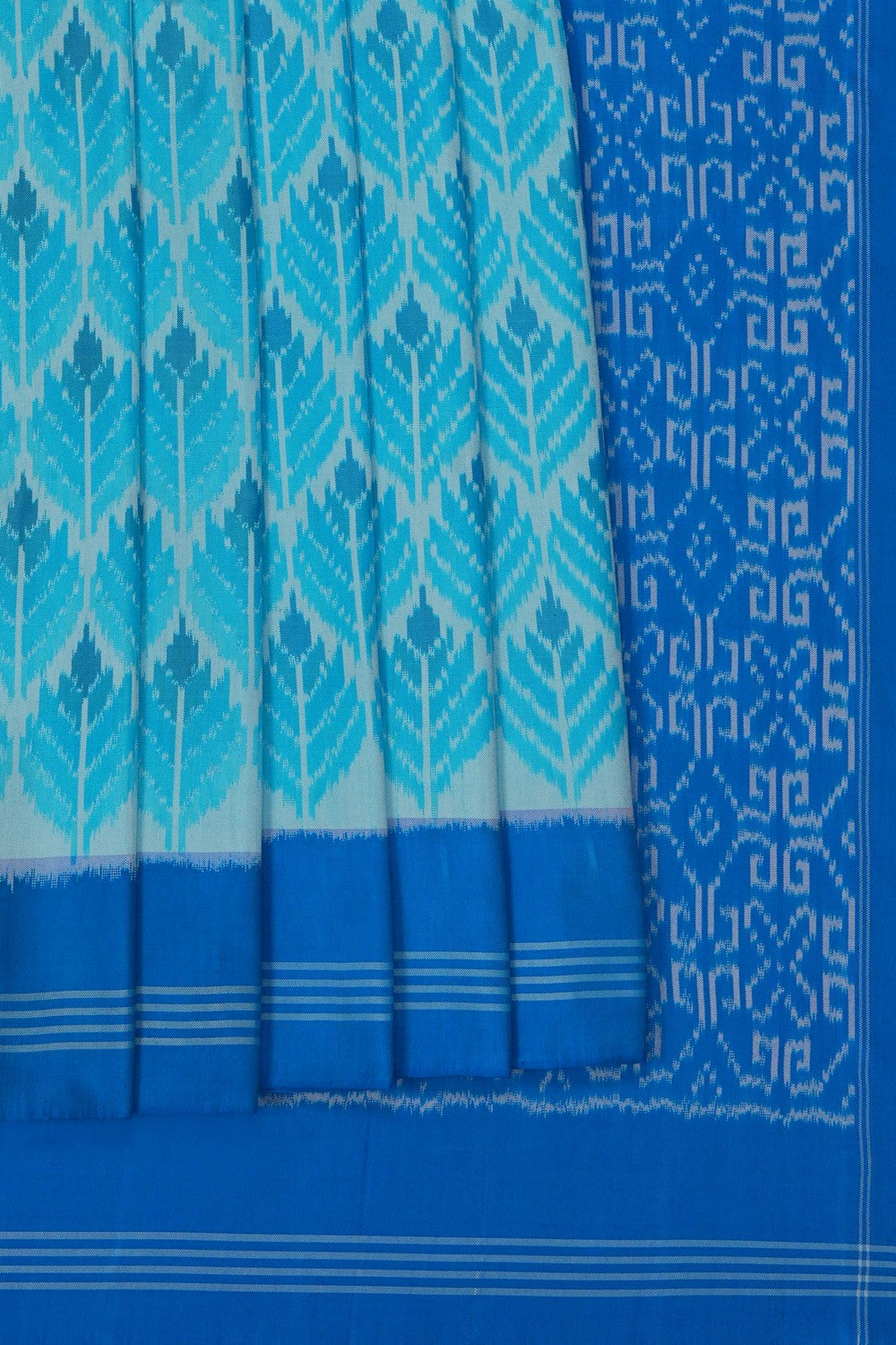 Image of Sea Blue Pochampally Silk Saree