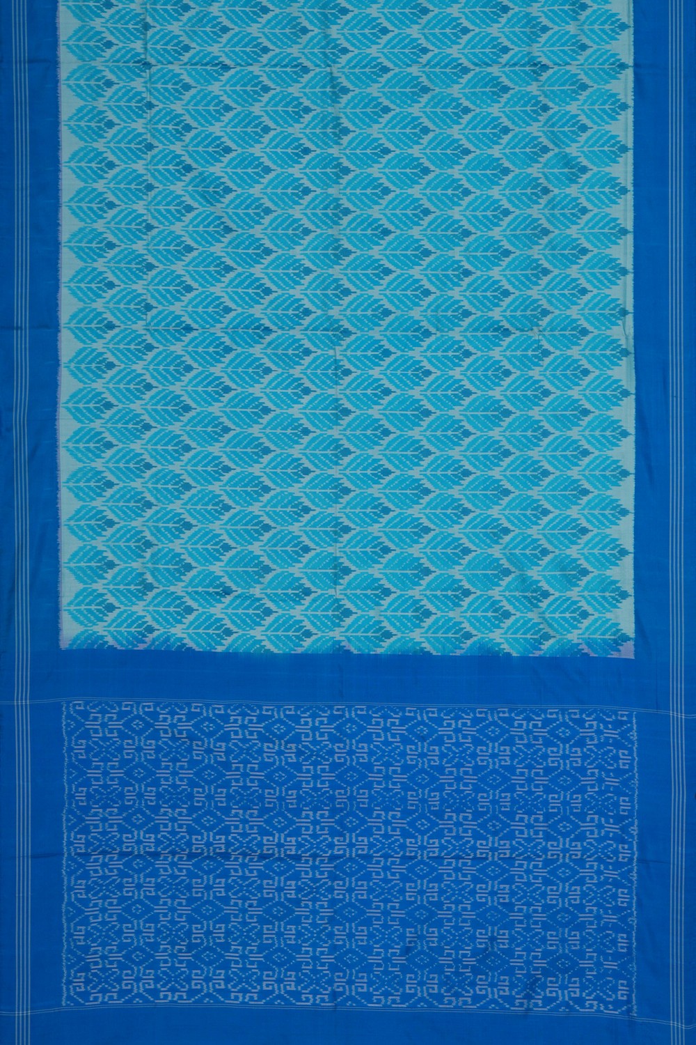 Image of Sea Blue Pochampally Silk Saree