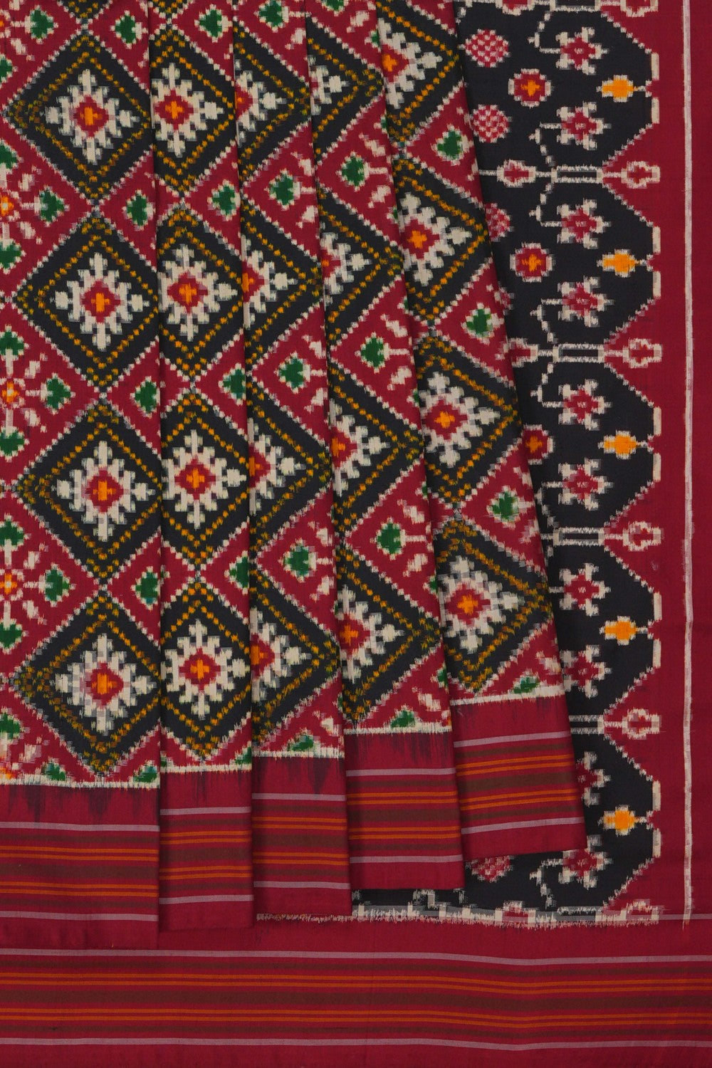 Image of Pochampally Ikat Silk Maroon Saree